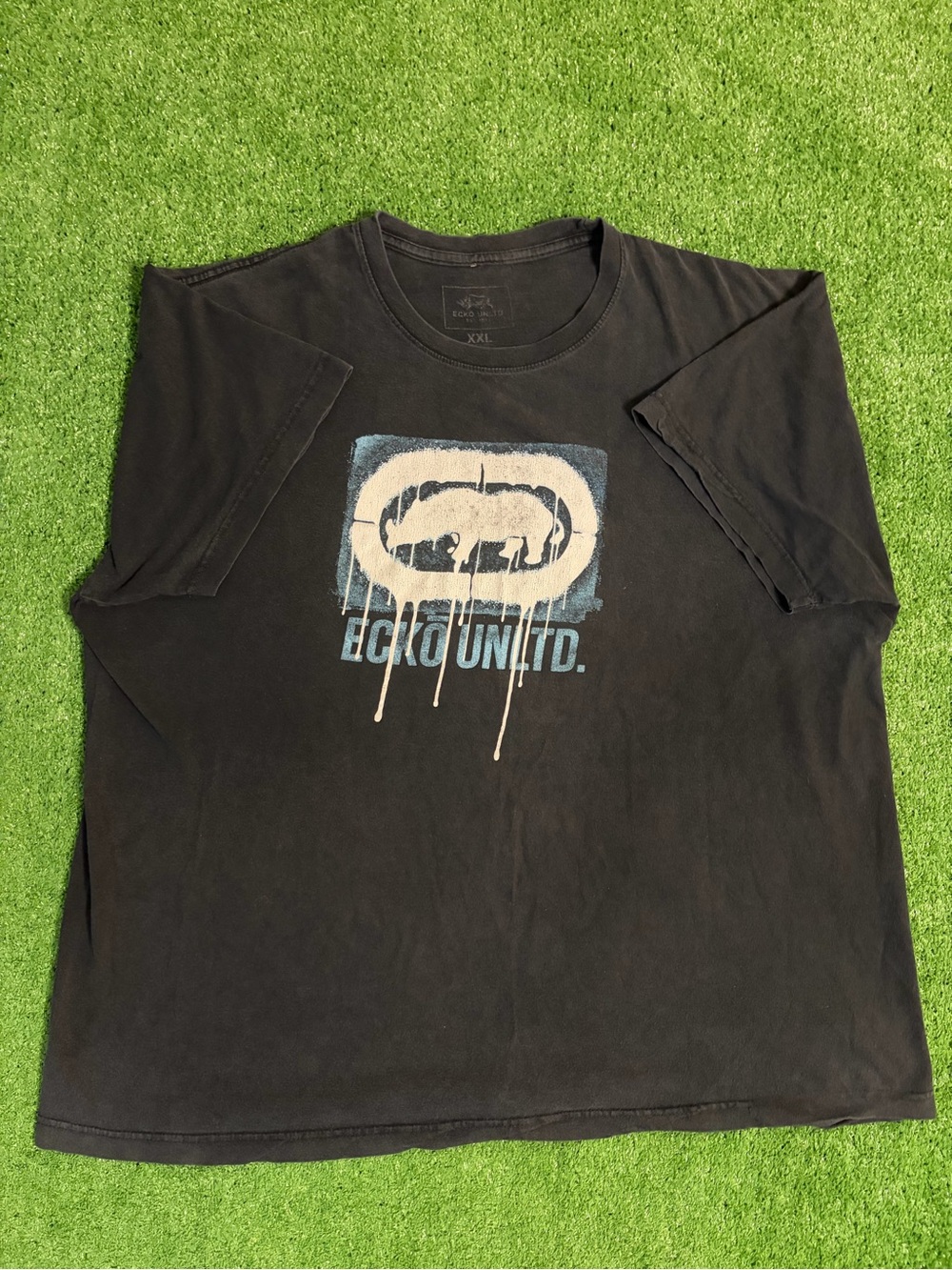 Y2K Distressed Ecko Unltd Paint Drip T-Shirt